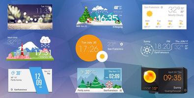 Cartoon cute weather Icon set