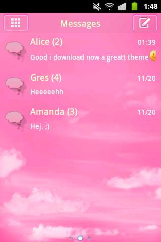 Pink Clouds Theme GO SMS Pro