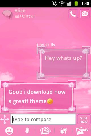 Pink Clouds Theme GO SMS Pro