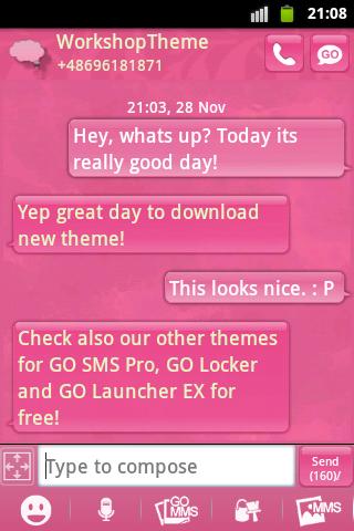 Pink Cute Sweet Theme GO SMS