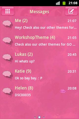 Pink Cute Sweet Theme GO SMS