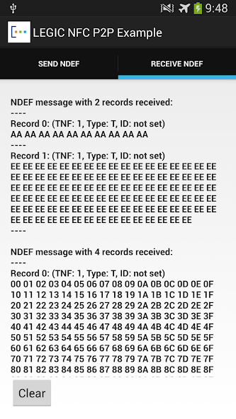 LEGIC NFC P2P Example