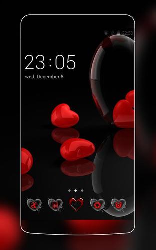 Romantic Hearts Theme: Red Color Black heart Love