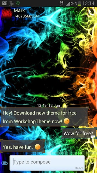 Rainbow Smoke Theme GO SMS