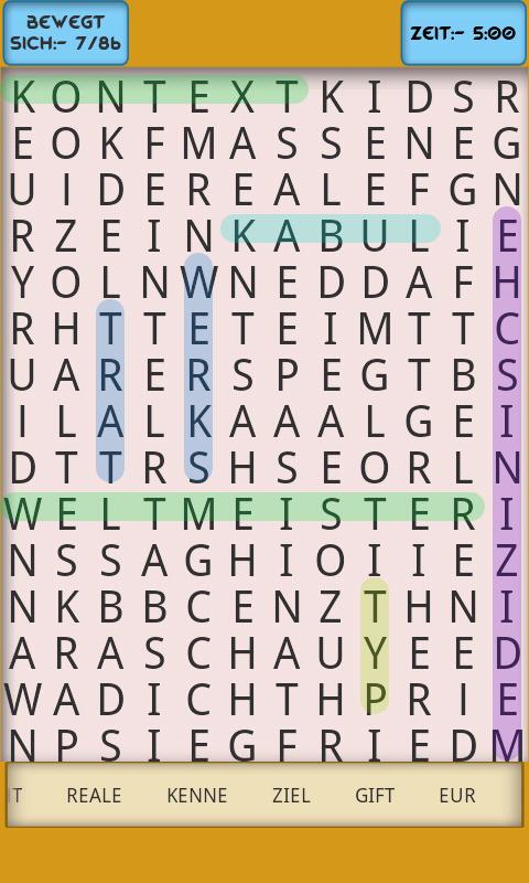 Word Search German Puzzle