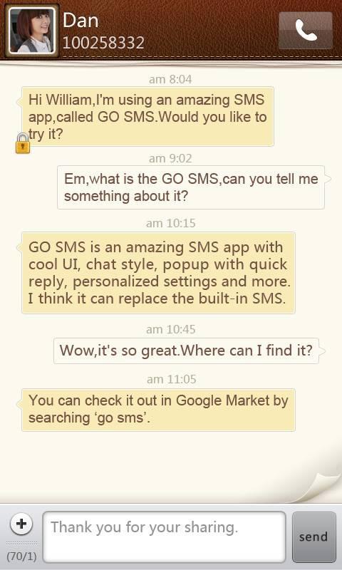 GO SMS Pro SimplePaper theme