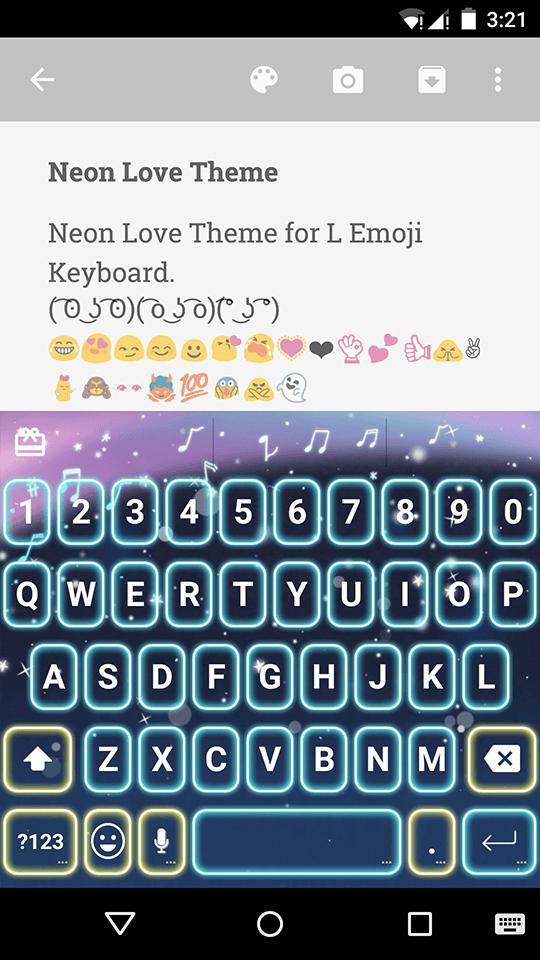 Neon Love Emoji Keyboard Theme