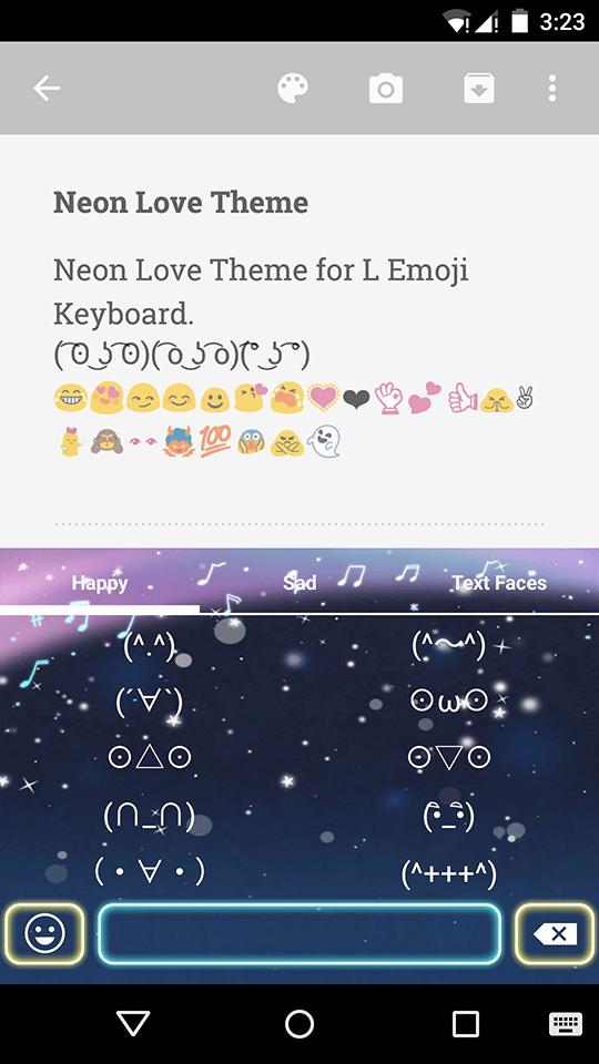 Neon Love Emoji Keyboard Theme