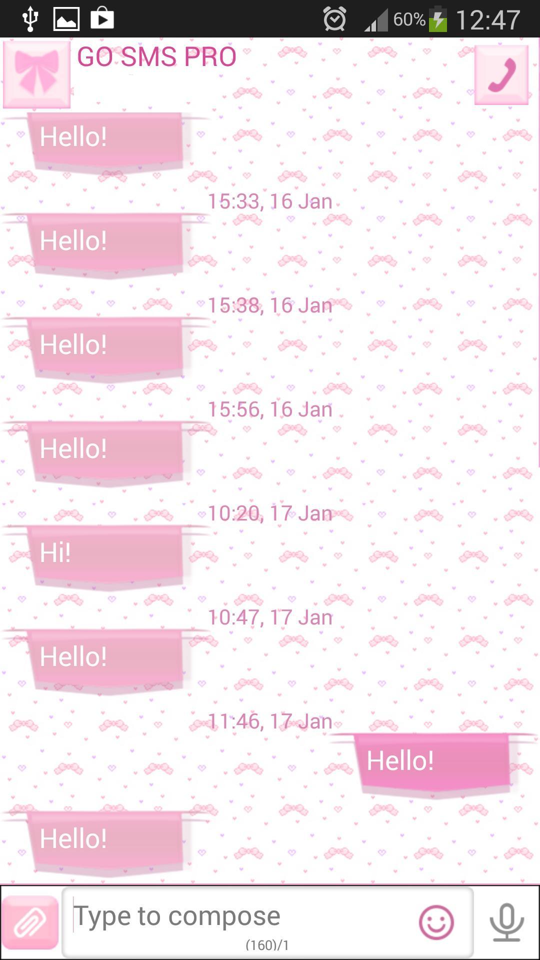 GO SMS Lovely Pink