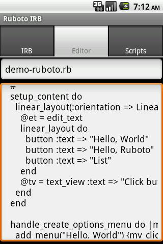 Ruboto IRB (Ruby on Android)