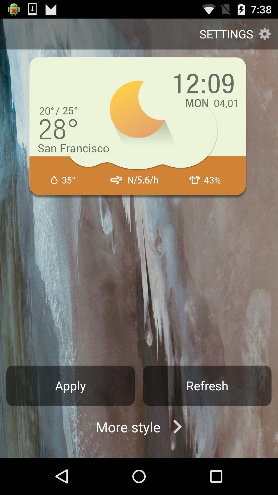 current weather&digital clock