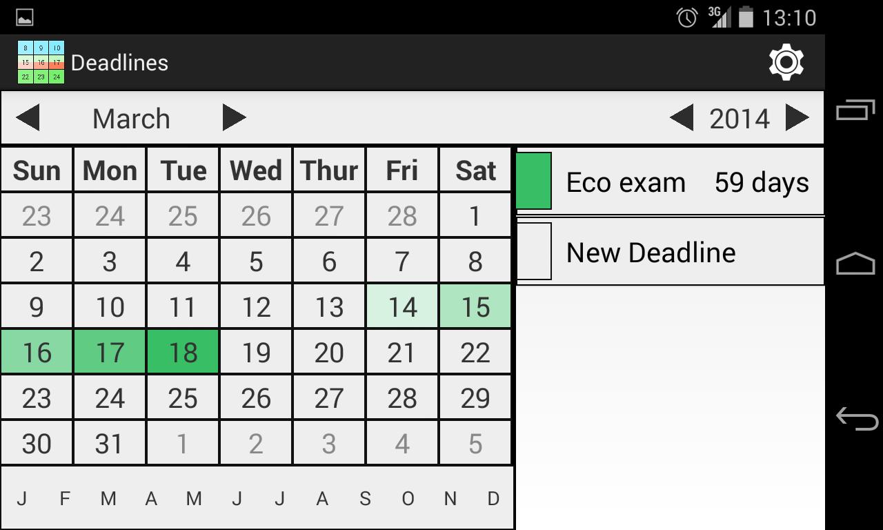 Deadlines Calendar Free