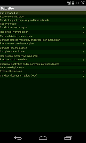 Battle Procedure Aide Memoire