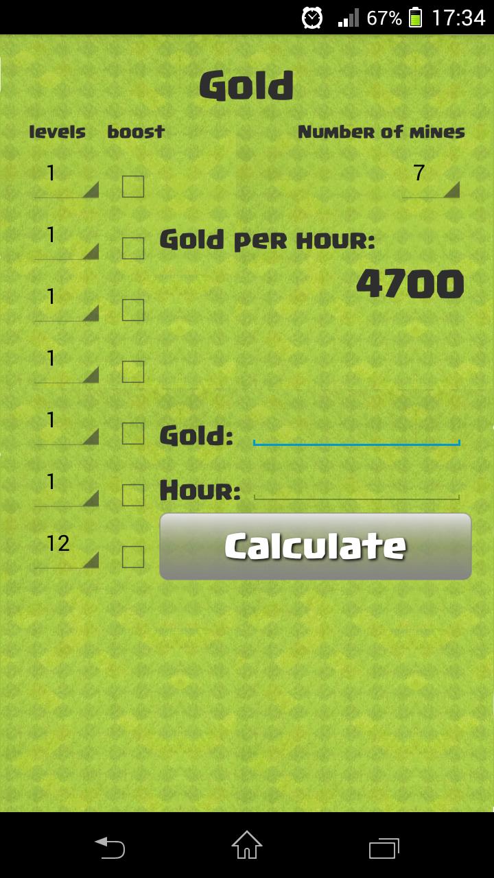 Clash of Resource Calculator