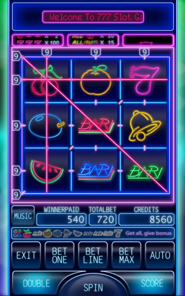 777 Slot Fruit Neon