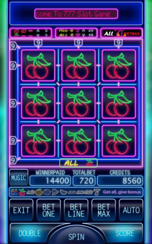 777 Slot Fruit Neon