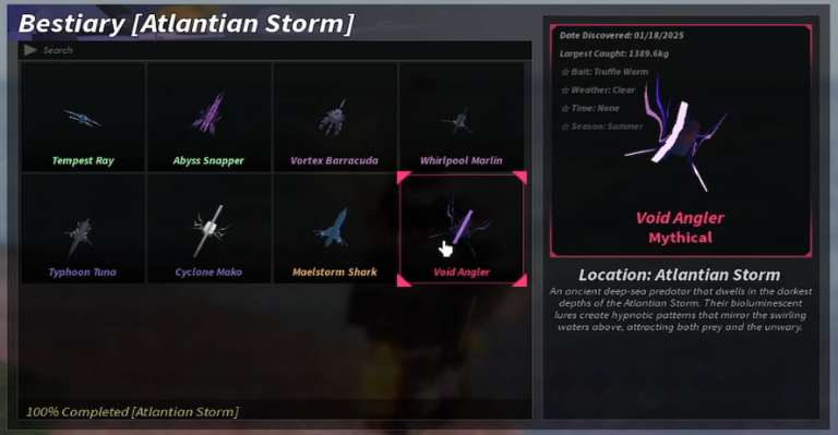 ปลาทั้งหมด 8 ตัวใน Atlantean Storm (100% Bestiary)
