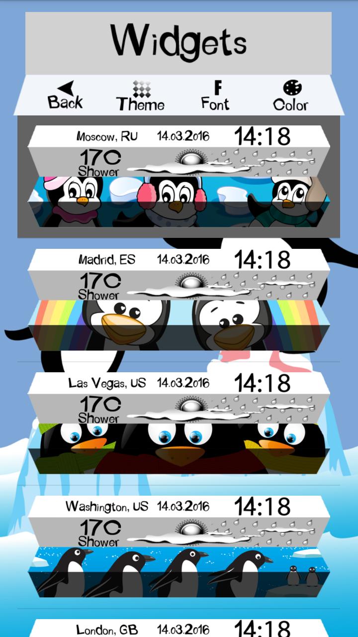 Clock Weather Widget Penguins