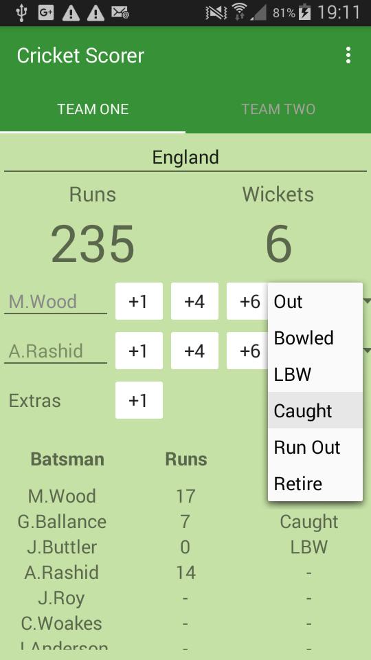 Simple Cricket Scorer