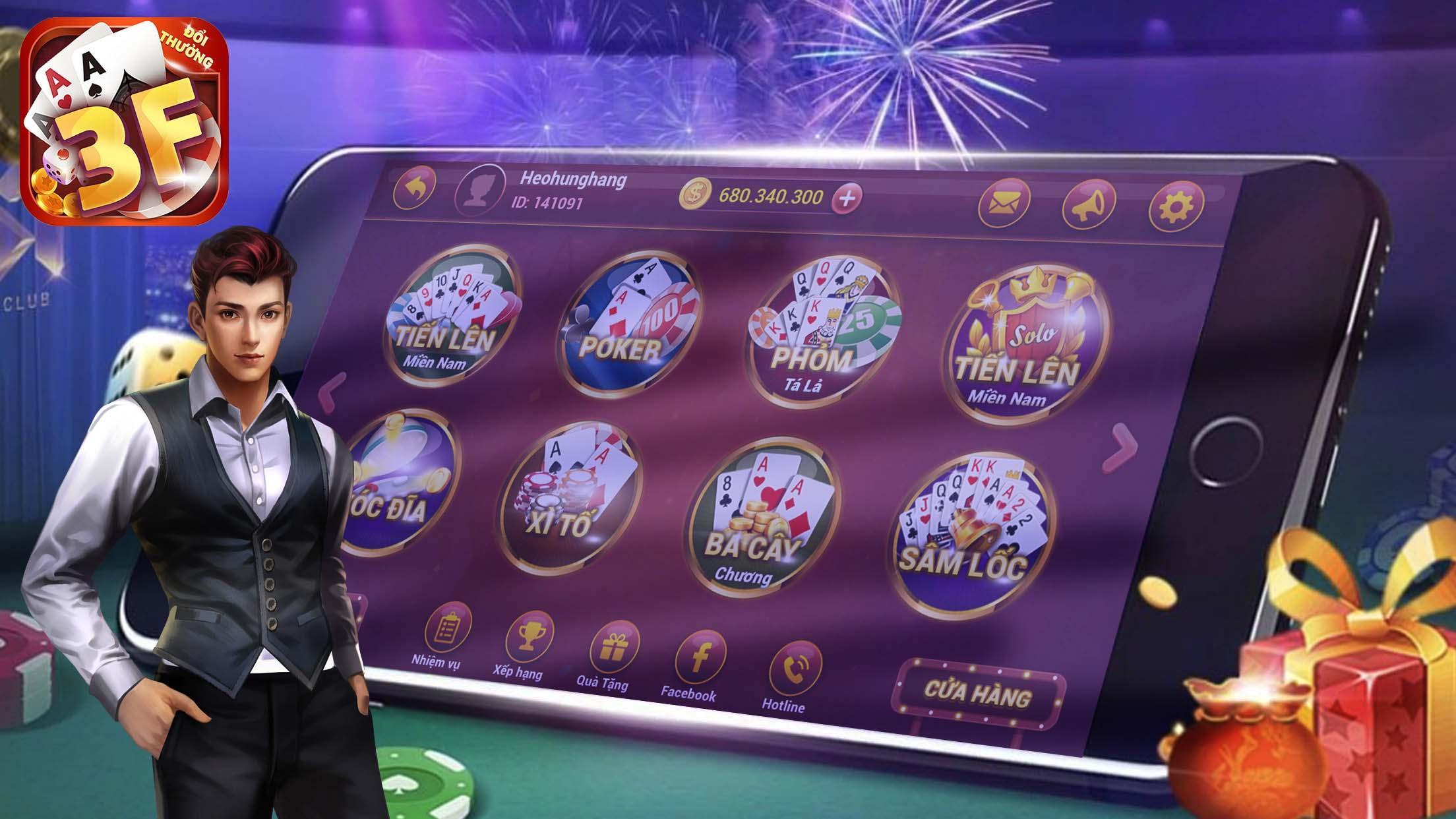 Game danh bai 3F: Doi thuong Online