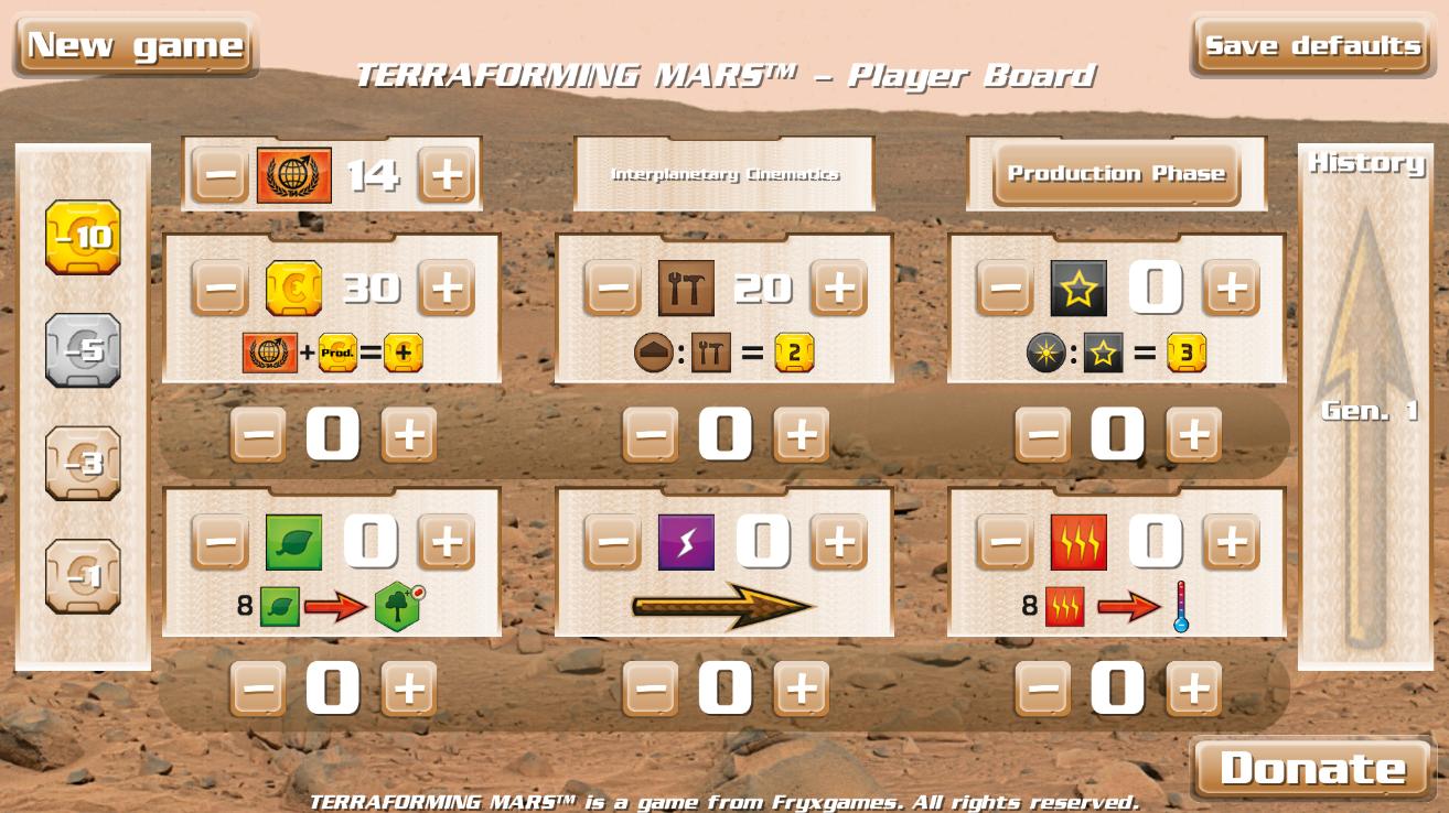 Terraforming Mars Player Board