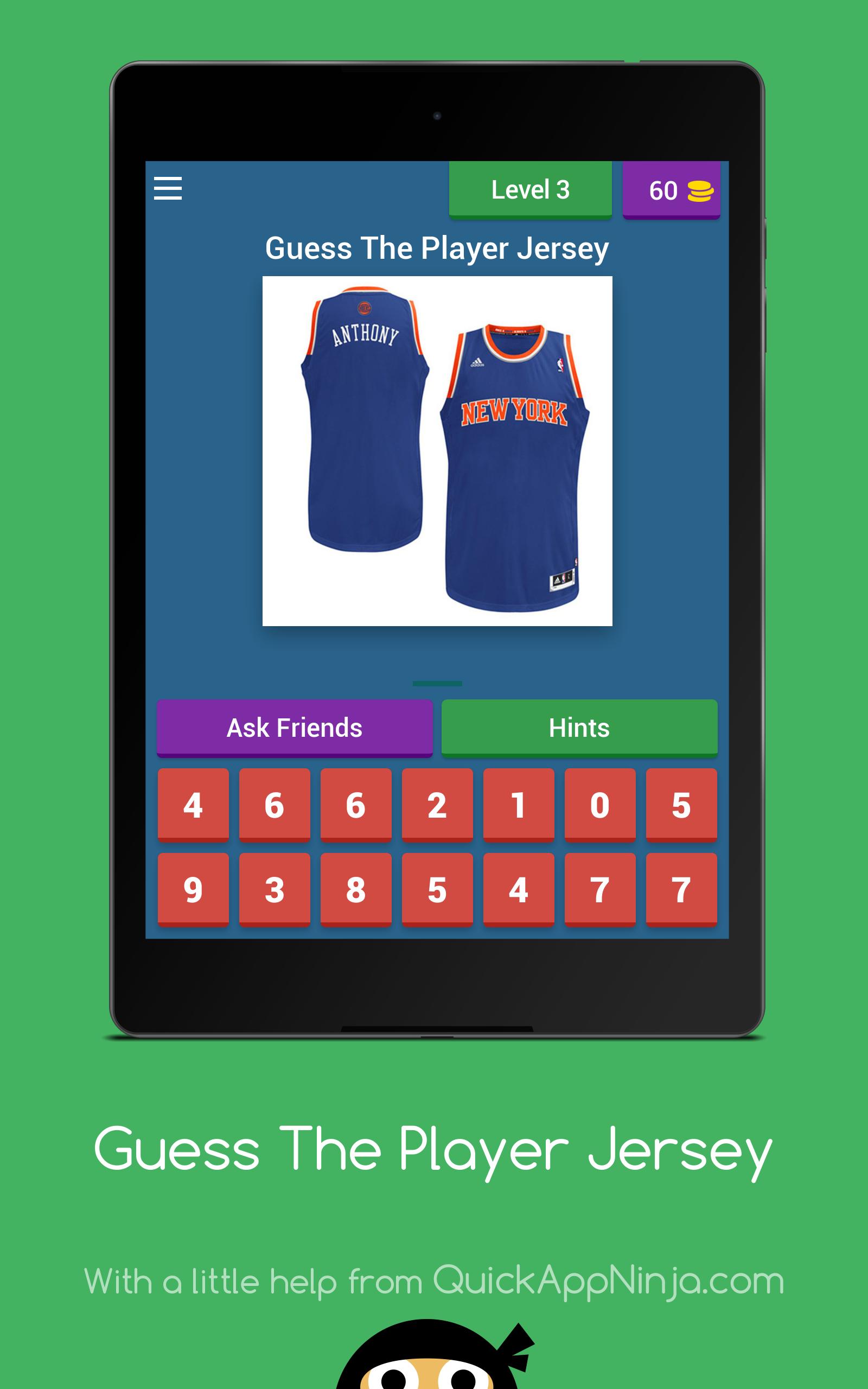 Guess The Number Player Jersey